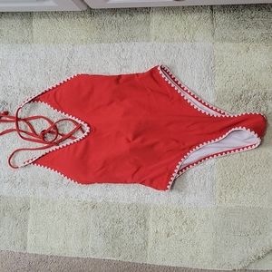 ❤️Red and White Ribbed One Piece Swimsuit ❤️